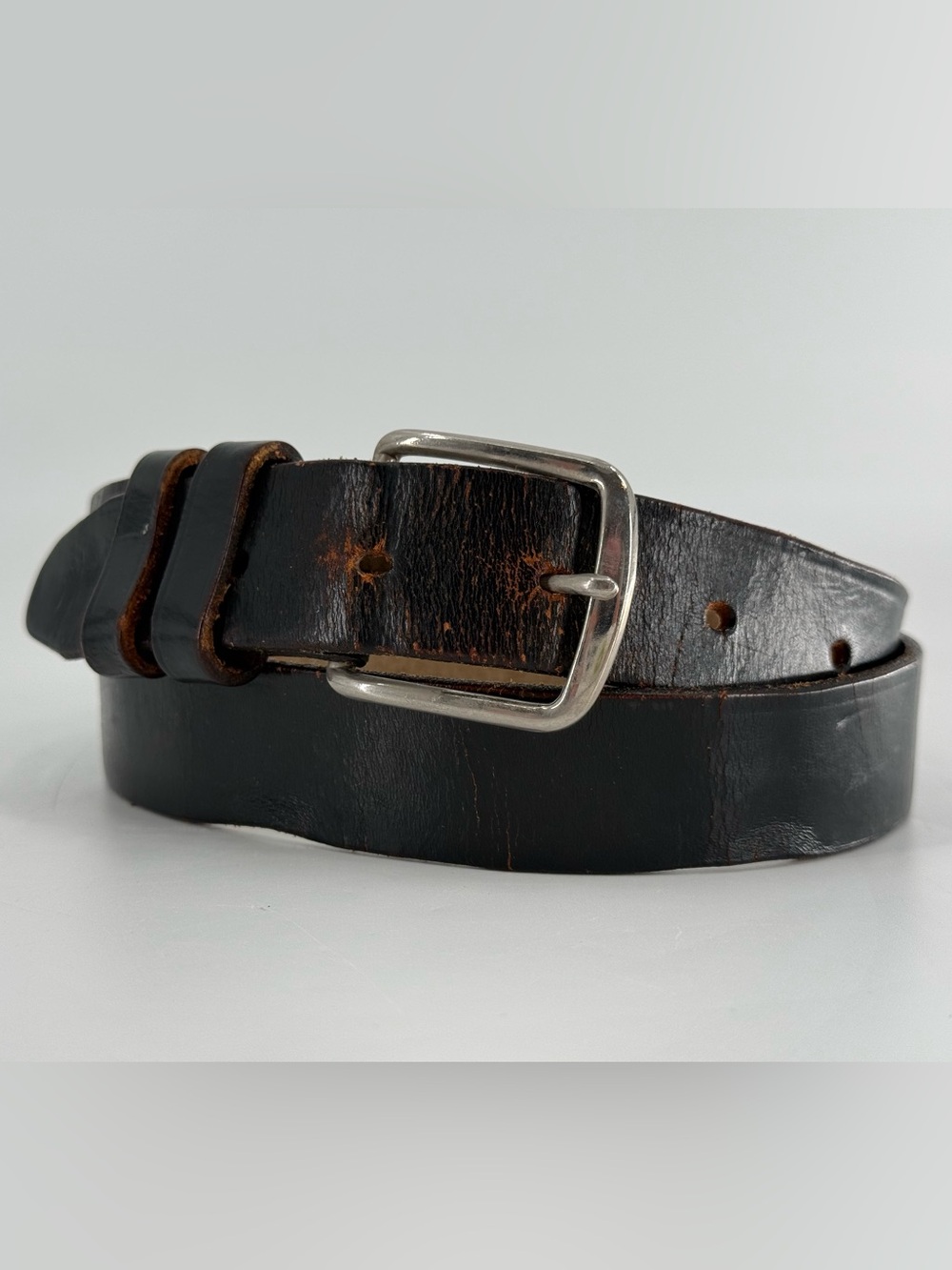 Vintage Brookfield Uniforms Black Leather Belt 36